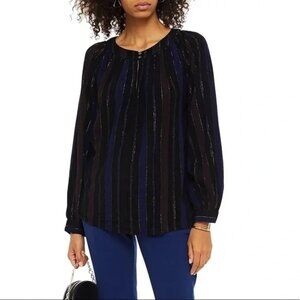Velvet by Graham & Spencer | Metallic Striped Peasant Blouse